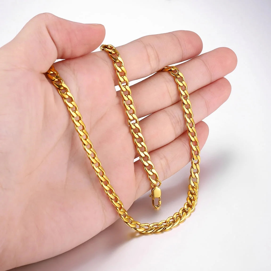 Mens Cuban Link Chain Necklace 5Mm 26Inch Jewelry Finding Chain for Pendant Dad Gold Chain