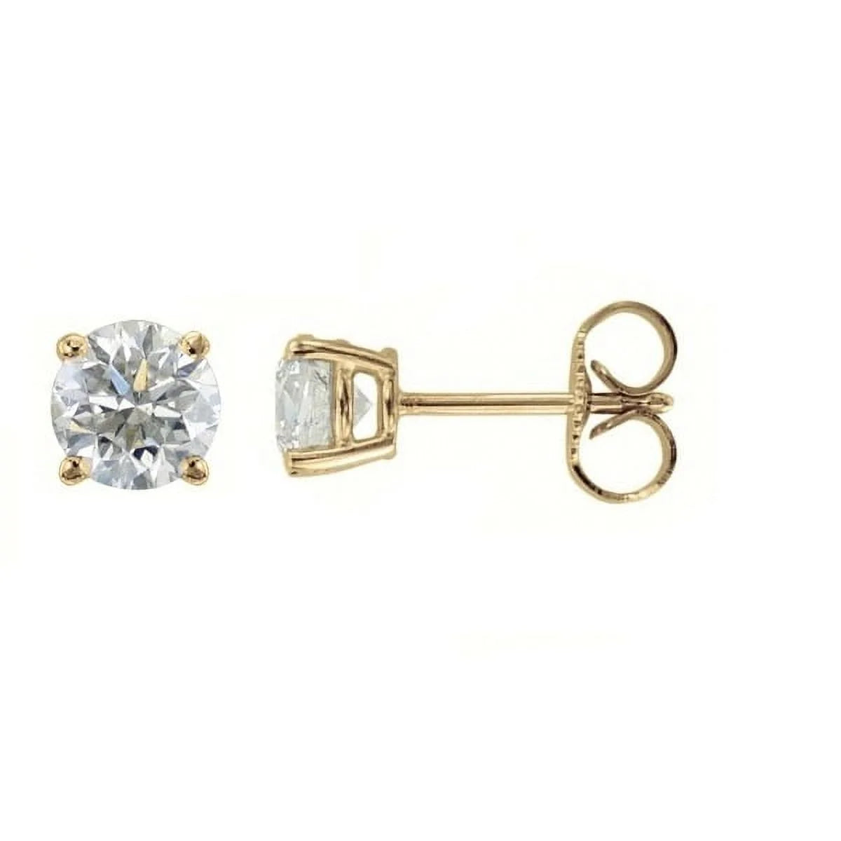 (0.10 Carat) 14K Yellow Gold round Diamond Stud Earrings in I3 Clarity