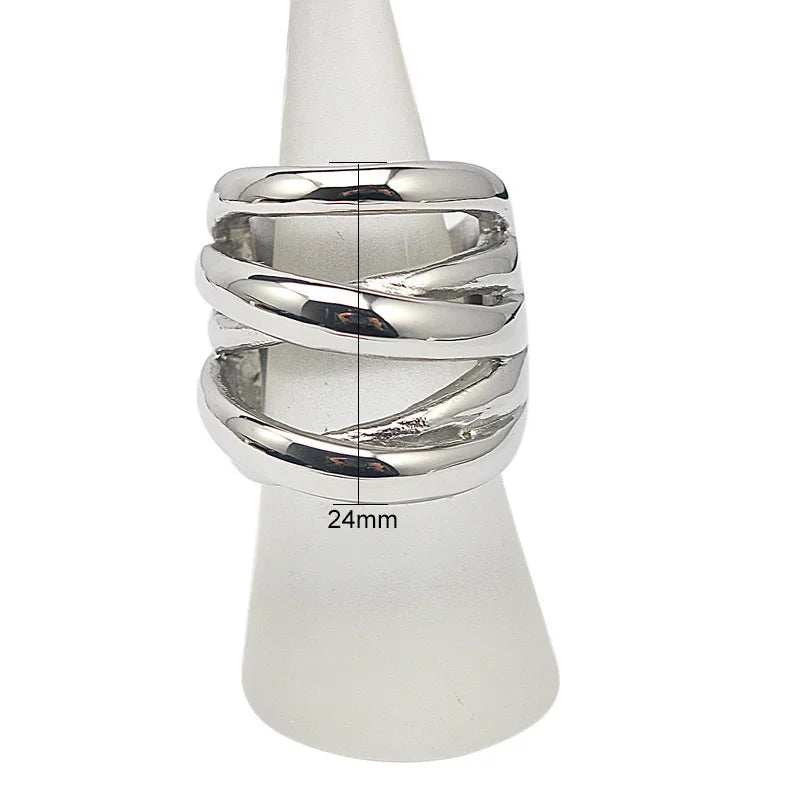 Gold/Silver Color Finger Rings Valentine'S Day Jewelry Hot Sale Open Rings Modern New Geometric Ring for Party