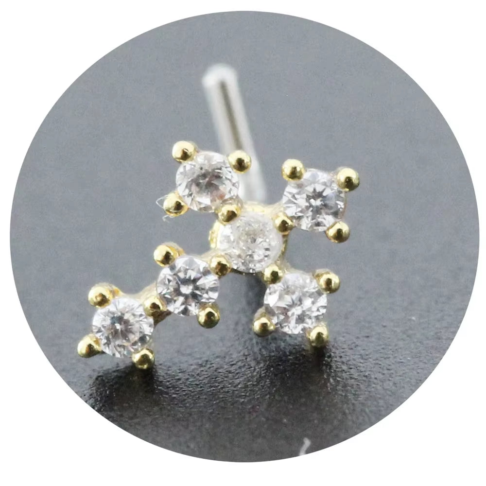 20G Surgical Steel Nose Rings for Women Cross Nose Piercing Jewelry Body Jewelry Shiny CZ Cross Dangle L Shape Nose Studs