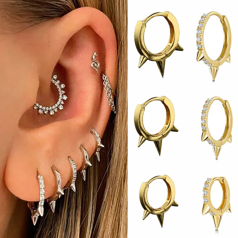 1Pc Hoop Earrings Zircon Helix Lobe Ear Cartilage Gold Color Septum Piercing Earring Tragus Rook Accessories Women Jewelry Gift