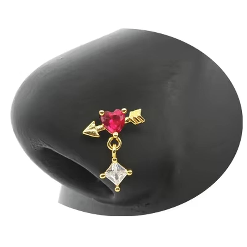 20G Surgical Steel Nose Rings for Women Cross Nose Piercing Jewelry Body Jewelry Shiny CZ Cross Dangle L Shape Nose Studs