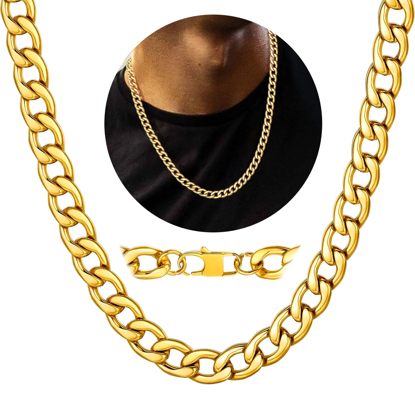 Mens Cuban Link Chain Necklace 5Mm 26Inch Jewelry Finding Chain for Pendant Dad Gold Chain