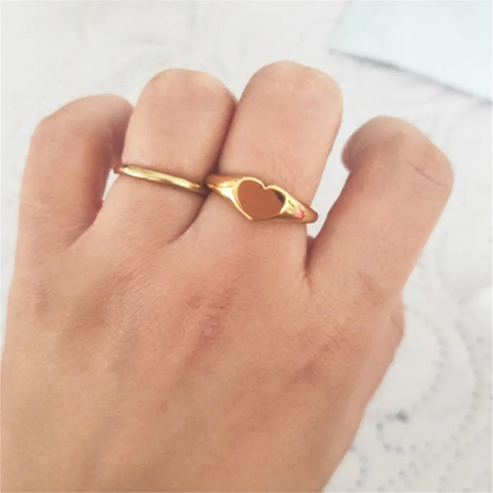 Heart Shaped Rings for Women Gold Color Stainless Steel Wedding Engagement Rings Female Jewelry Anniversary Gifts