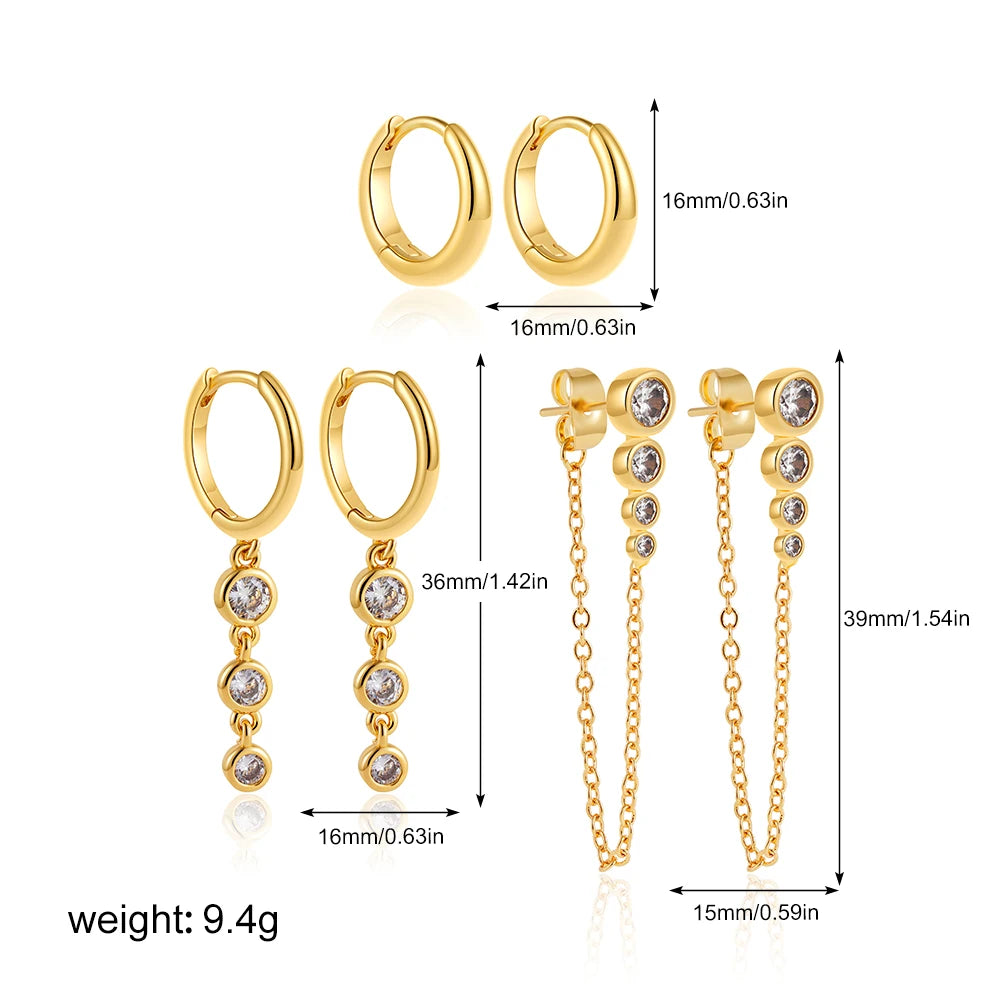 Dainty Zircon Small Stackable 14K Gold Plated Earrings Set for Women Multiple Piercing Cartilage Huggie Hoop Earring Jewelry