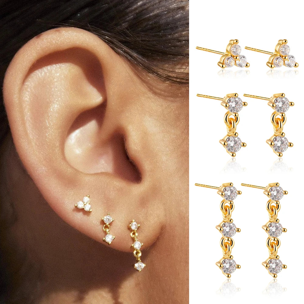 Dainty Zircon Small Stackable 14K Gold Plated Earrings Set for Women Multiple Piercing Cartilage Huggie Hoop Earring Jewelry