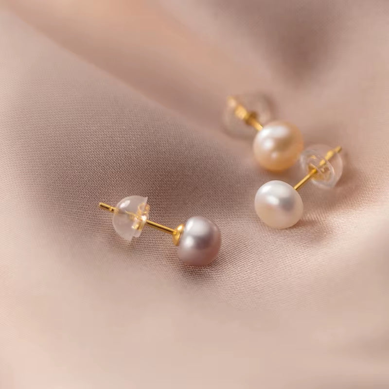 Real Pearl Stud Earrings for Women 925 Silver Earrings Small Freshwater Natural Pearl Earrings Stud Silver 925 Girls