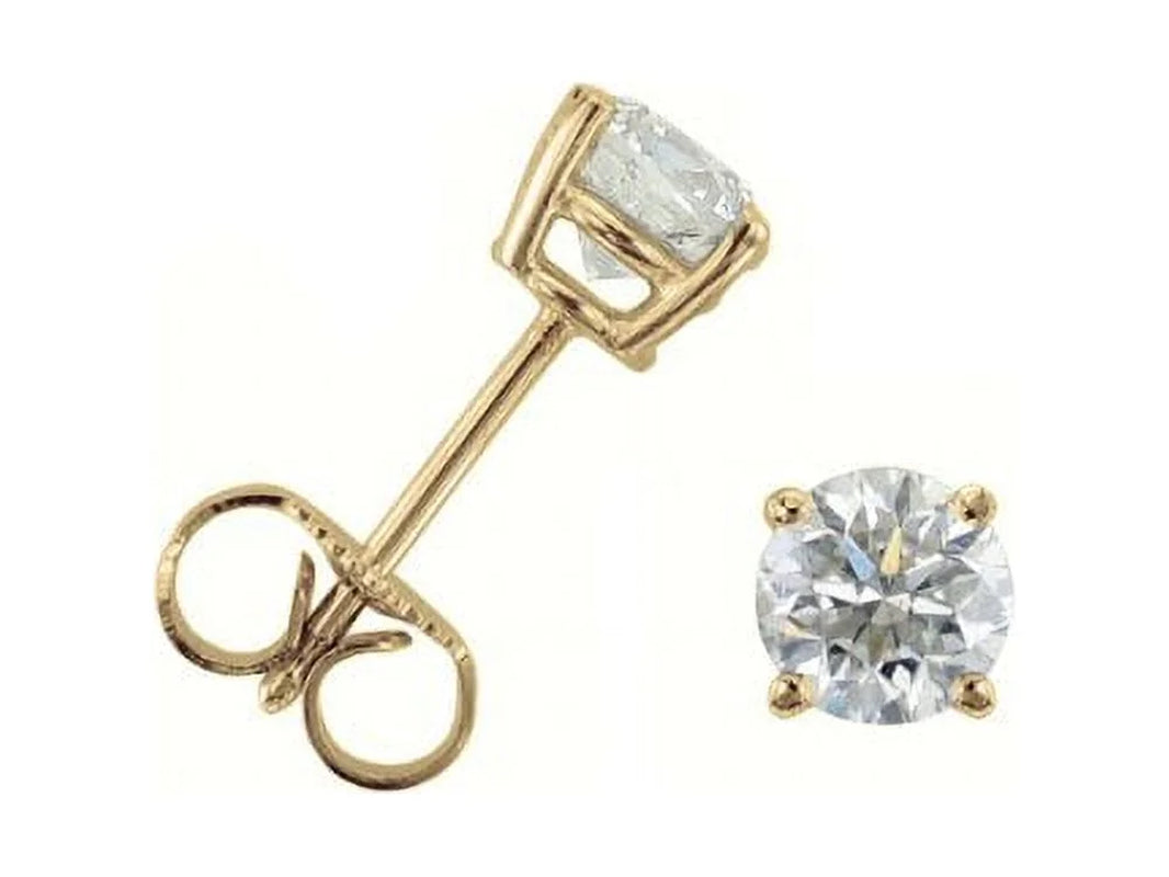 (0.10 Carat) 14K Yellow Gold round Diamond Stud Earrings in I3 Clarity