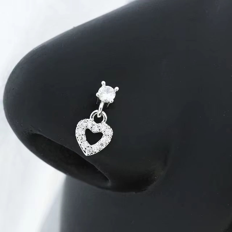 20G Surgical Steel Nose Rings for Women Cross Nose Piercing Jewelry Body Jewelry Shiny CZ Cross Dangle L Shape Nose Studs