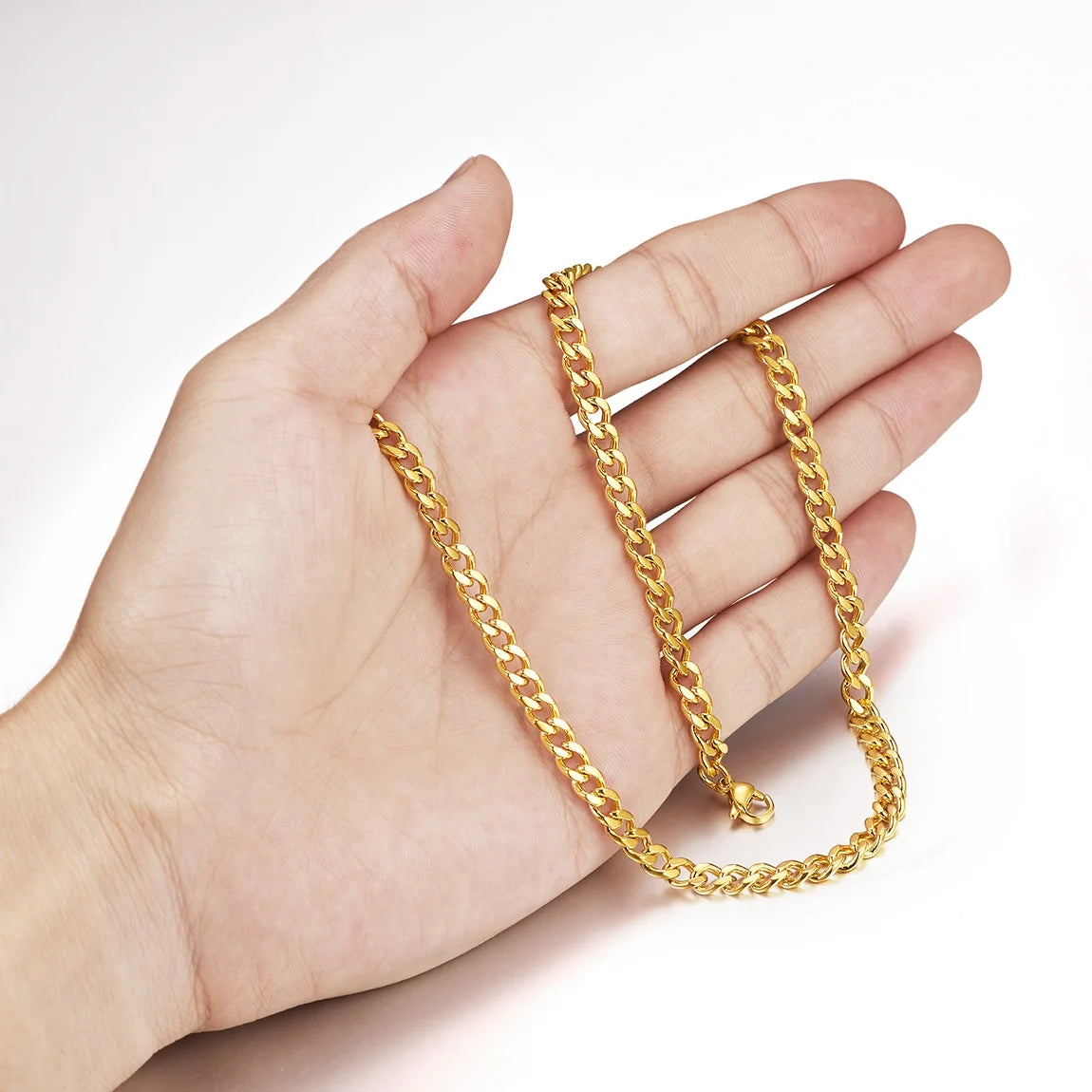 Thin Gold Chain Stainless Steel Necklace for Men 24 Inch Golden Cuban Chain Mens Gifts