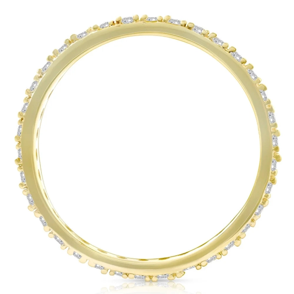 1/2Ct Diamond Eternity Ring 10K Yellow Gold Women'S Stackable Anniversary Band