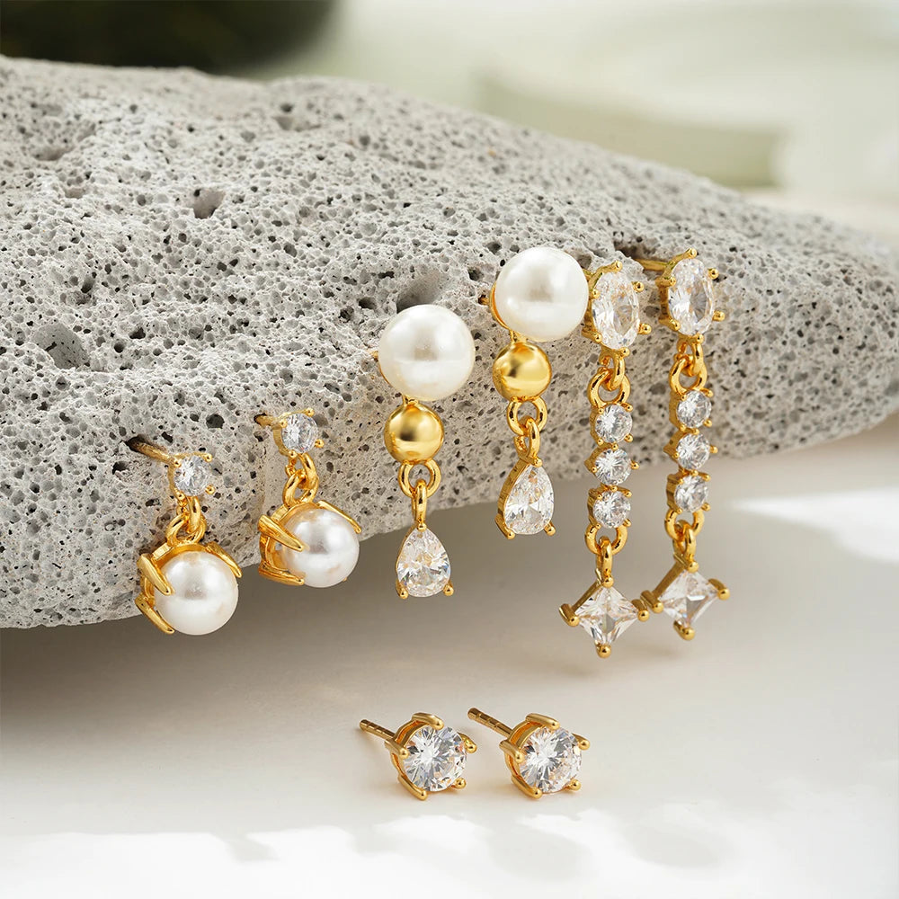 Dainty Zircon Small Stackable 14K Gold Plated Earrings Set for Women Multiple Piercing Cartilage Huggie Hoop Earring Jewelry