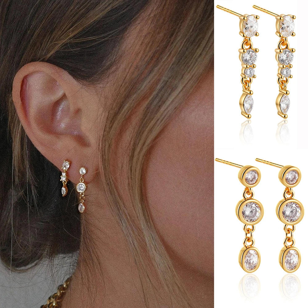 Dainty Zircon Small Stackable 14K Gold Plated Earrings Set for Women Multiple Piercing Cartilage Huggie Hoop Earring Jewelry