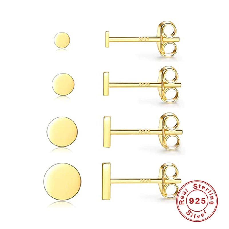 3Pcs/Set Crystals Geometry Stud Earrings for Women Small Star round Piercings Earring 925 Sterling Silver Jewelry Oorbellen