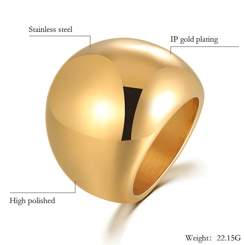 2025 New Fashion Gold Color Large Rings for Women Party Jewelry 316L Titanium Stainless Steel Big Flowers Cocktail Anillos Mujer