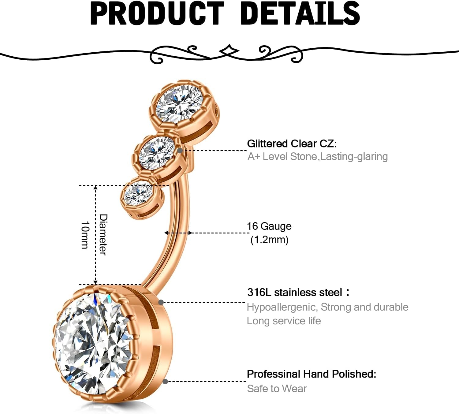 Belly Button Ring Belly Rings Surgical Steel Belly Button Ring Hypoallergenic Clicker Belly Button Ring Navel Rings for Women