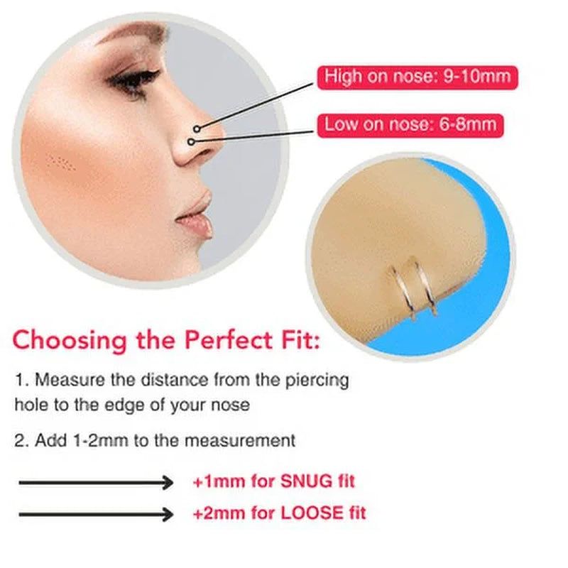 Double Hoop Nose Ring 14K Gold Filled and 925 Silver for Women and Men Spiral Nose Jewelry for Single Piercing Handmade in USA