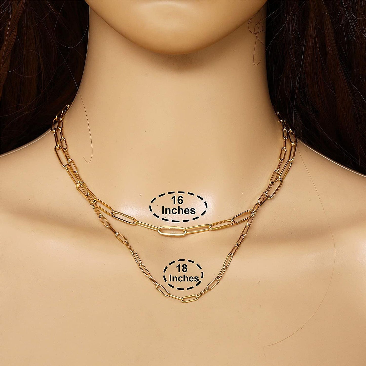 18K Gold Paperclip Chain Link Necklace Dainty Paperclip Link Chain Layered Necklace Oval Link Chains Necklaces Set for Women Girls