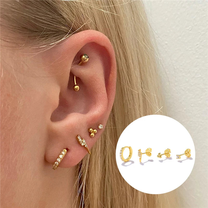 5Pieces/Set Luxury Lightning Star Snake Eye Stud Earrings for Women Pendientes Brincos 18K Gold Plated Earring Jewerly