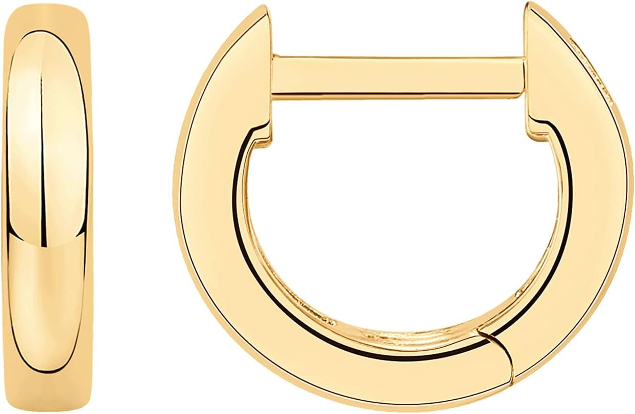 14K Gold Plated 925 Sterling Silver Post Ultra Thick Huggie Earring | Women'S Mini Hoop Earrings | Gold Plated Small Hoops