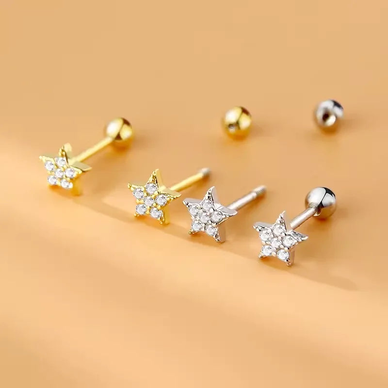 Tragus Piercing Women'S Hoop Earrings with Chain Helix Star Butterfly Crown Zircon Ear Rook Daith Sung Body Jewelry Gift CC084