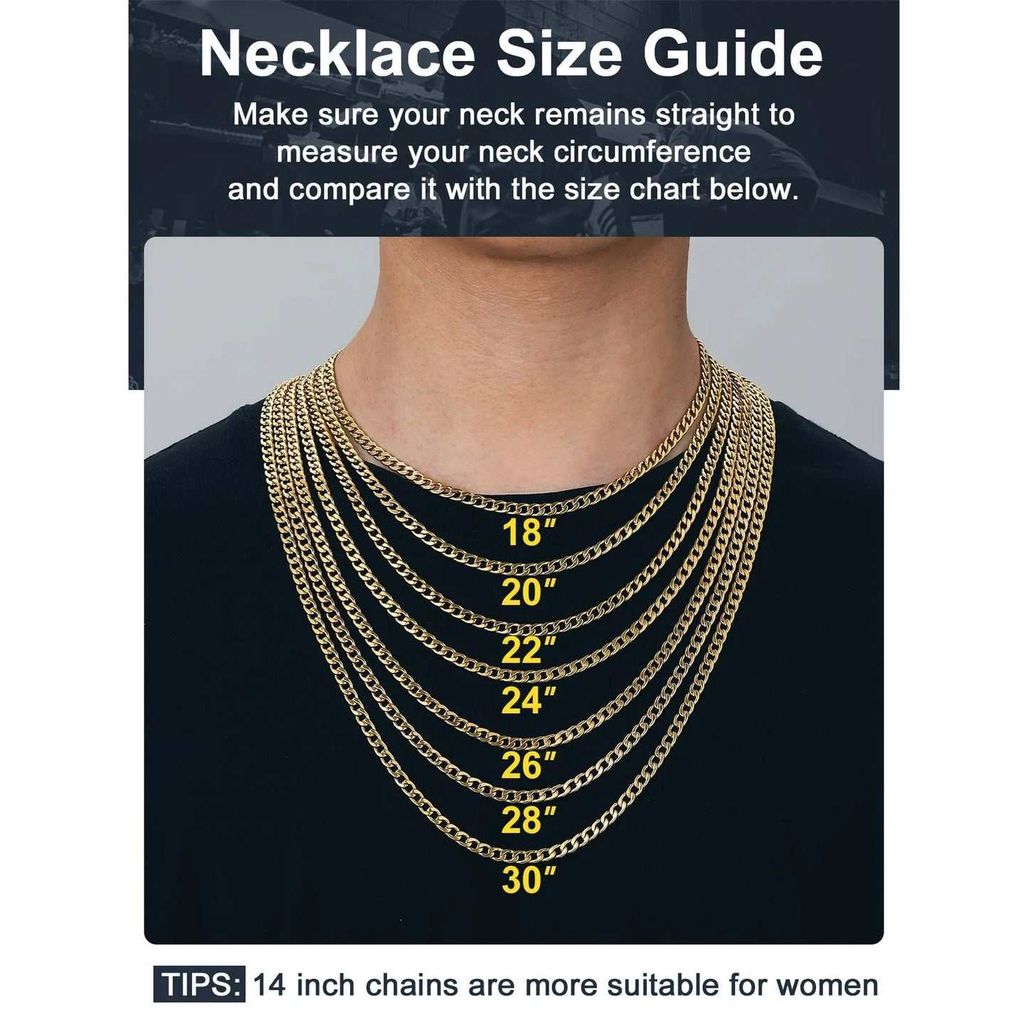 Mens Cuban Link Chain Necklace 5Mm 26Inch Jewelry Finding Chain for Pendant Dad Gold Chain