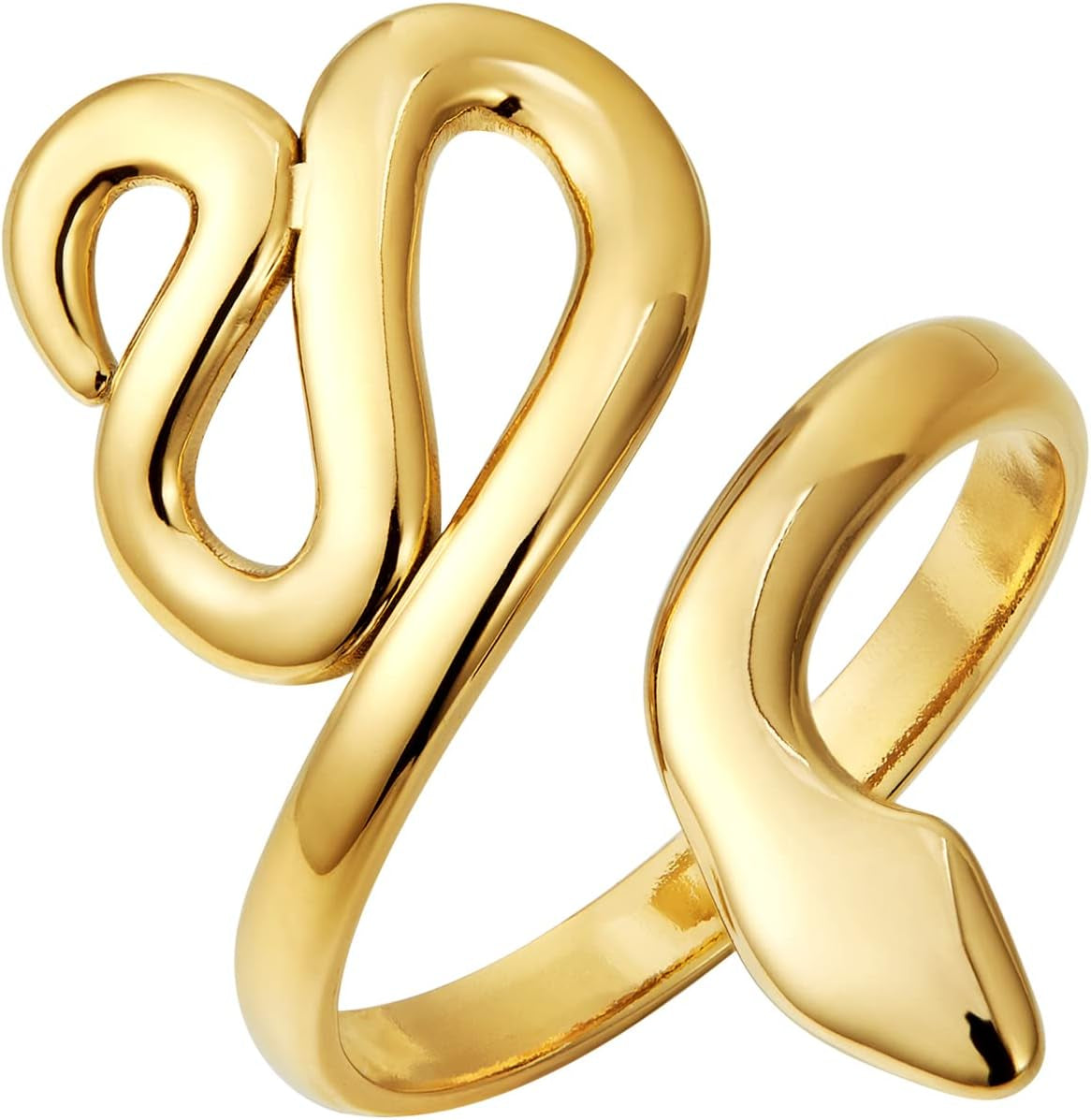 Open Stacking Rings 14K Gold Plated Snake Ring Love Heart Adjustable Thumb Finger Rings for Women Girl Jewelry Gift