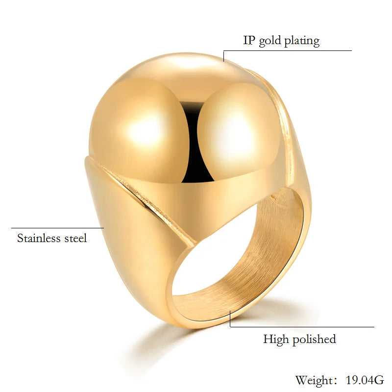 2025 New Fashion Gold Color Large Rings for Women Party Jewelry 316L Titanium Stainless Steel Big Flowers Cocktail Anillos Mujer