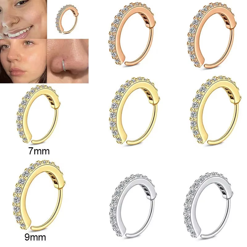 1Pc 20G Zercon Septum Nose Rings Hoops for Women, Small Piercing Nose Ring Cartilage Tragus Helix Earring Piercing Jewelry