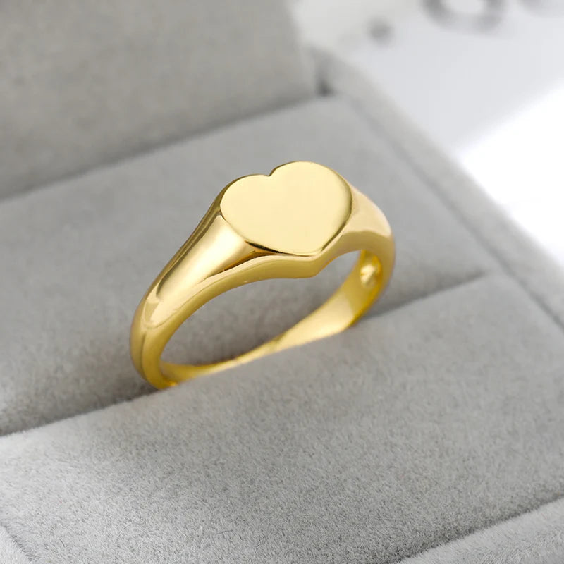 Heart Shaped Rings for Women Gold Color Stainless Steel Wedding Engagement Rings Female Jewelry Anniversary Gifts