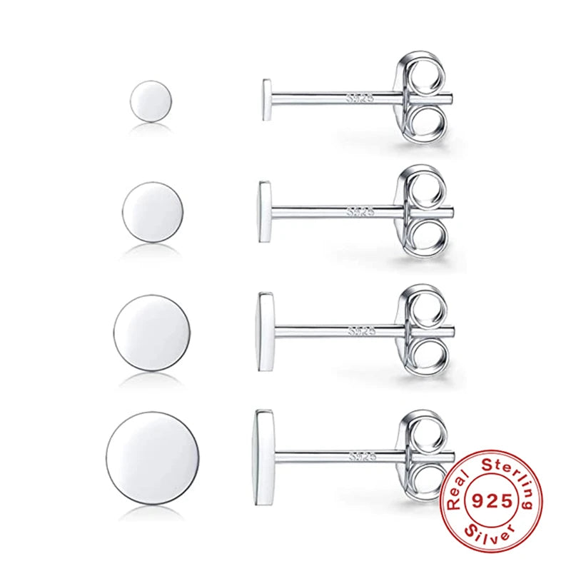 3Pcs/Set Crystals Geometry Stud Earrings for Women Small Star round Piercings Earring 925 Sterling Silver Jewelry Oorbellen