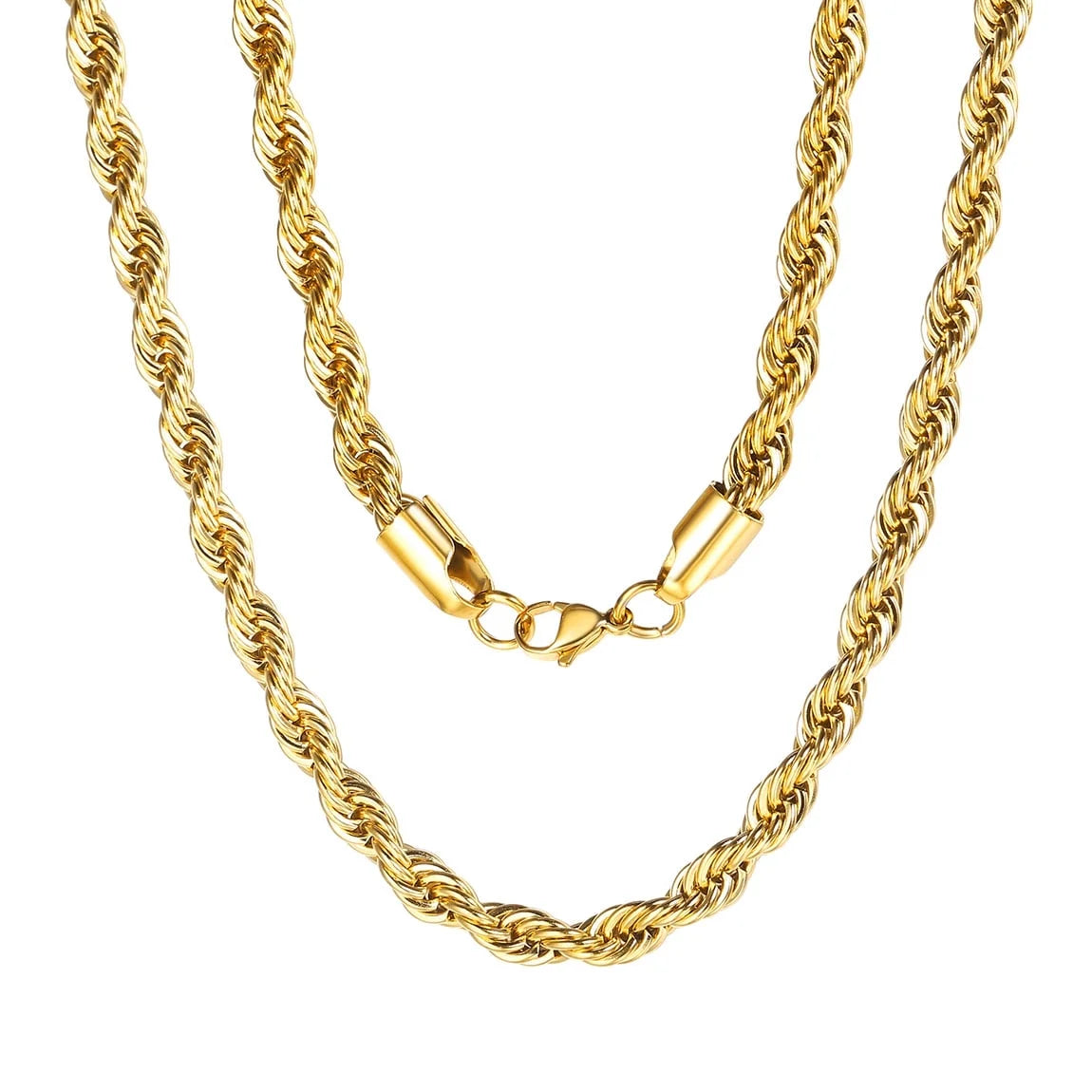 Men Rope Necklace Replacement Chain for Pendant 6Mm 20Inches 316L Stainless Steel Gold Plated