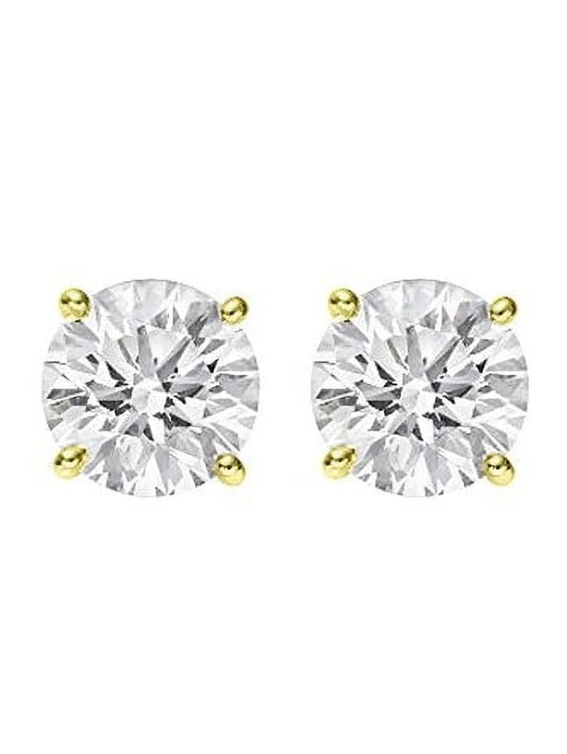 (0.10 Carat) 14K Yellow Gold round Diamond Stud Earrings in I3 Clarity