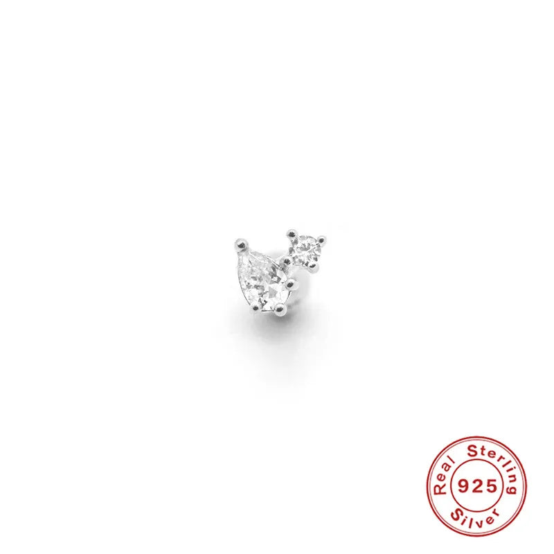 Mini Sun Moon Leaf Snowflake Crown Square Stud Earrings for Women Piercing Earrings 925 Sterling Silver Jewelry Pendientes