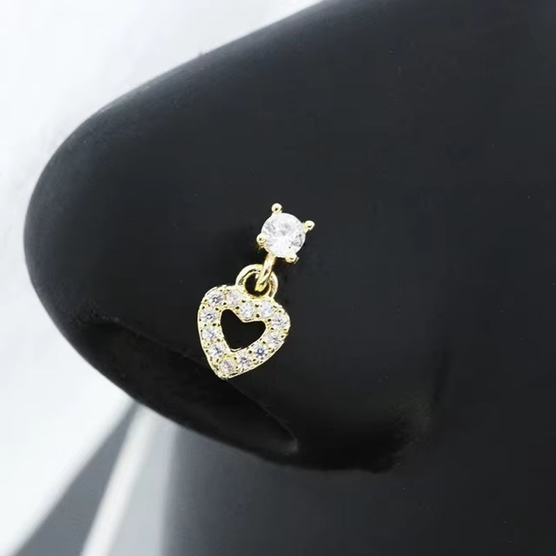 20G Surgical Steel Nose Rings for Women Cross Nose Piercing Jewelry Body Jewelry Shiny CZ Cross Dangle L Shape Nose Studs